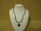 Designer Fashion Necklace 16in L Heart Drop/Dangle Female Adult Blacks -- Used