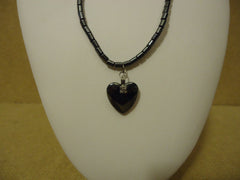 Designer Fashion Necklace 16in L Heart Drop/Dangle Female Adult Blacks -- Used