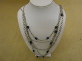 Designer Fashion Necklace 41in L Chain Beads Metal Female Adult Silver/Blues -- Used