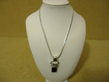 Designer Fashion Necklace 15in L Drop/Dangle Chain/Link Metal Adult Silver/Black -- Used