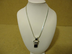 Designer Fashion Necklace 15in L Drop/Dangle Chain/Link Metal Adult Silver/Black -- Used