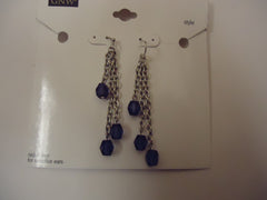 Designer Fashion Earrings Drop/Dangle Metal Female Adult Silver/Blues -- New No Tags