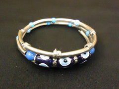 Designer Fashion Bracelet Bangle Metal Stones Female Adult Silvers/Blues -- Used