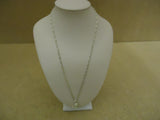 Designer Fashion Necklace 20in L Cat Chain Dangle Female Adult Silver/White -- Used