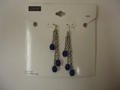 Designer Fashion Earrings Drop/Dangle Metal Female Adult Silver/Blues -- New No Tags