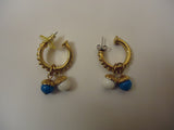 Designer Fashion Earrings Drop/Dangle Metal Female Adult Gold/Blue/White -- Used