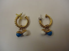 Designer Fashion Earrings Drop/Dangle Metal Female Adult Gold/Blue/White -- Used