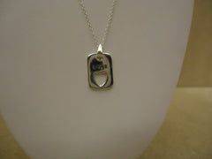 Designer Fashion Necklace 16in L Love Heart Chain Dangle Female Adult Silver -- Used
