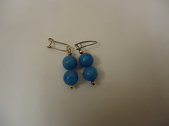 Designer Fashion Earrings Drop/Dangle Metal Female Adult Gold/Blue -- Used