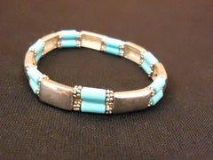 Designer Fashion Bracelet Chain/Link Metal Stones Female Adult Silvers/Blues -- Used