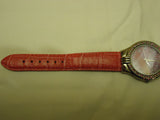 Signature Watch Analog Casual Leather Band Female Adult Pinks -- Used