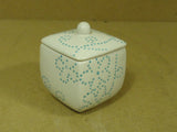 Standard Candy Container with Lid 4in x 4in x 5in White/Aqua Ceramic -- Used