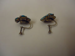 Designer Fashion Earrings Drop/Dangle Female Adult Blue/Gold -- Used