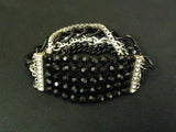 Designer Fashion Bracelet Beaded/Strand Metal Plastic Female Adult Black/Silver -- Used