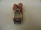 Geneva Watch Analog Casual Metal Beaded Band Female Adult Silver/Reds -- Used