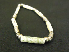 Designer Fashion Bracelet Strand/String Metal Stone Female Adult Green/Silver/Beige -- Used