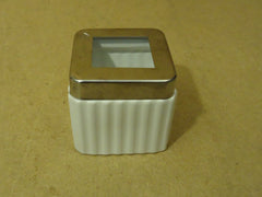 Authentic Kitchen Jar with Chrome Trim 4in L x 4in W x 4in H White China -- Used