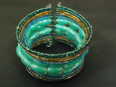 Designer Fashion Bracelet Beaded/Strand Female Adult Green/Brown/Blue -- Used