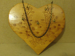 Handcrafted Wall Key Holder 10in W x 9in H x 1in D Woodtone Heart Shaped Wood -- Used