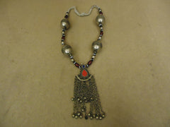 Hand Made Tribal Ethnic Necklace Bells Middle Eastern Vintage Sterling Silver -- Used