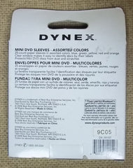 Dynex DX-JW107 Mini DVD Sleeves Assorted Colors Pack of 25 -- New