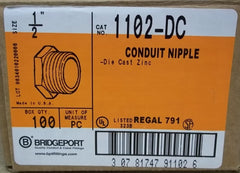 Bridgeport 1102-DC Conduit Nipples 1/2in Box of 29 -- New
