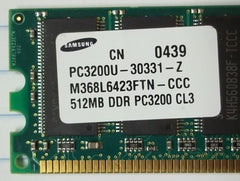 Samsung M368L6423FTN-CCC 512MB PC3200 DDR-400MHz non-ECC 184-Pin DIMM -- Used