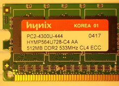 Hynix HYMP564U728-C4 AA 512MB PC2-4200 DDR2-533MHz ECC 24-Pin DIMM -- Used