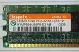 Hynix 512MB PC2-3200 DDR2-400MHz non-ECC Unbuffered CL3 240-Pin DIMM * HYMP564U64P8-E3 Plastic * -- Used