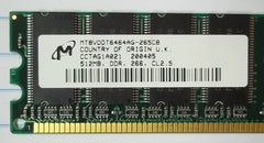 Crucial 512MB PC2100 DDR-266MHz CL2.5 184-Pin DIMM * MT8VDDT6464AG-265CB Plastic * -- Used