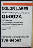 Innovera Toner Cartidge Yellow Replaces Q6002A IVR-86002 * Plastic * -- New