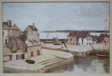 Custom Made Harbor Scene Picture Framed 11 1/2 x 7 1/2  Vintage Paper  -- Used
