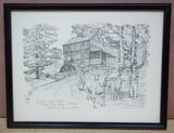 Custom Made "Wight Grist Mill" Picture Charles H. Overly 11 1/2in x 7 1/2in  Vintage Paper  -- Used