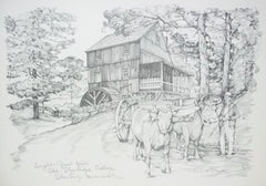 Custom Made "Wight Grist Mill" Picture Charles H. Overly 11 1/2in x 7 1/2in  Vintage Paper  -- Used