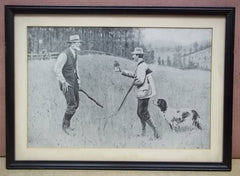 Custom Made Hunter and Farmer Print 12 1/2in x 8in  Vintage Paper  -- Used