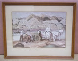 Custom Made Horse Team Print Unsigned 11 3/4in x 7 3/4in  Vintage Paper  -- Used