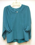 Siasia Blouse and Skirt Set Polyester Female Adult Small Turquoise Solid  -- Used