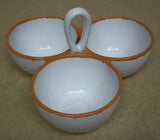 Hallmark Snack Dish with 3 Bowls White 11in x 10in 21-35rt * Ceramic  -- Used
