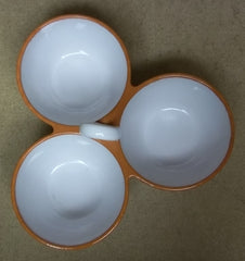 Hallmark Snack Dish with 3 Bowls White 11in x 10in 21-35rt * Ceramic  -- Used