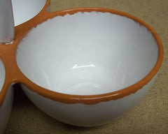 Hallmark Snack Dish with 3 Bowls White 11in x 10in 21-35rt * Ceramic  -- Used