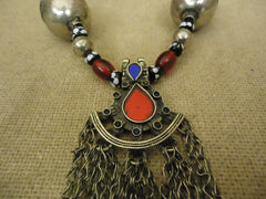 Hand Made Tribal Ethnic Necklace Bells Middle Eastern Vintage Sterling Silver -- Used