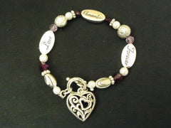 Designer Fashion Bracelet Charm Metal Plastic Female Adult Silver/Brown/Purple -- Used