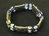 Designer Fashion Bracelet Beaded/Strand Metal Female Adult Silver/Blue/White -- Used