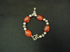 Designer Fashion Bracelet Strand/String Metal Female Adult Reds/Silvers -- Used