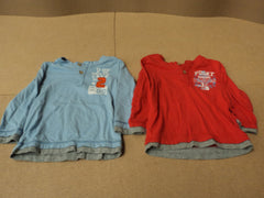 Place Shirts Lot Of 2 Cotton 100% Male Kids 2-4 3T Multi-Color Solid -- Used