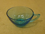 Designer Vintage Decorative Tea Cup 4in Diameter x 2in H Blue Mid Century Modern Glass -- Used