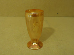 Designer Footed Water Glass 6in H x 2 3/4in Diameter Rose Glass -- Used