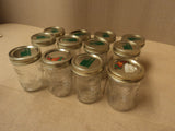 Standard 1 Pint Canning Jars Clear Lot of 12 Kerr Mason Glass -- Used