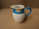 Handcrafted Drink Pitcher 8 1/4in H x 6 1/2in Diameter White/Blue/Pink Ceramic -- Used