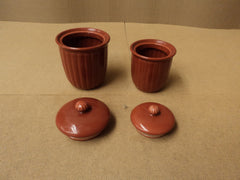 Linens and Things Food Containers (2 sizes) Fire Brick Red Lot Of 2 Ceramic -- Used